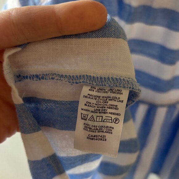 LOFT • blue white striped babydoll sleeveless top - Picture 6 of 9